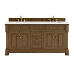 Brookfield 72IN Double Vanity Honey Oak w/ 3 CM White Zeus Silestone Top
