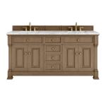 Brookfield 72IN Double Vanity Pecan w/ 3 CM Carrara Marble Top