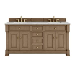 Brookfield 72IN Double Vanity Pecan w/ 3 CM Eternal Jasmine Pearl Silestone Top
