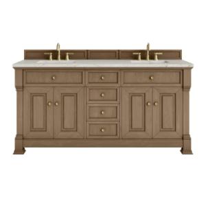 Brookfield 72IN Double Vanity Pecan w/ 3 CM Victorian Silver Silestone Top