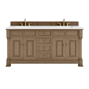 Brookfield 72IN Double Vanity Pecan w/ 3 CM White Zeus Silestone Top