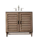 Portland 36IN Single Vanity Whitewashed Walnut w/ 3 CM White Zeus Silestone Top