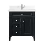 Brittany 30IN Single Vanity Black Onyx w/ Single Hole 3 CM White Zeus Silestone Top & Backsplash