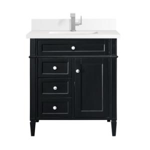 Brittany 30IN Single Vanity Black Onyx w/ Single Hole 3 CM White Zeus Silestone Top & Backsplash