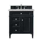 Brittany 30IN Single Vanity Black Onyx w/ 3 CM Victorian Silver Silestone Top