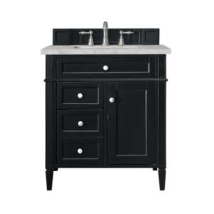 Brittany 30IN Single Vanity Black Onyx w/ 3 CM Victorian Silver Silestone Top