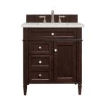 Brittany 30IN Single Vanity Burnished Mahogany w/ 3 CM Lime Delight Silestone Top