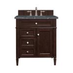 Brittany 30IN Single Vanity Burnished Mahogany w/ 3 CM Parisien Bleu Silestone Top