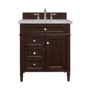 Brittany 30IN Single Vanity Burnished Mahogany w/ 3 CM Victorian Silver Silestone Top