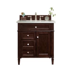 Brittany 30IN Single Vanity Burnished Mahogany w/ 3 CM White Zeus Silestone Top