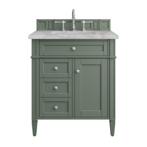 Brittany 30IN Single Vanity Smokey Celadon w/ 3 CM Victorian Silver Top