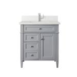 Brittany 30IN Single Vanity Urban Gray w/ Single Hole 3 CM White Zeus Silestone Top & Backsplash