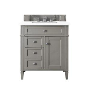 Brittany 30IN Single Vanity Urban Gray w/ 3 CM White Zeus Silestone Top