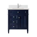 Brittany 30IN Single Vanity Victory Blue w/ Single Hole 3 CM White Zeus Silestone Top & Backsplash