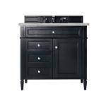 Brittany 36IN Single Vanity Black Onyx w/ 3 CM Victorian Silver Silestone Top