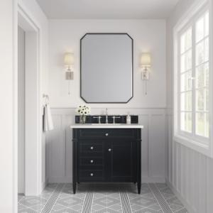 Brittany 36IN Single Vanity Black Onyx w/ 3 CM White Zeus Silestone Top