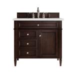 Brittany 36IN Single Vanity Burnished Mahogany w/ 3 CM Lime Delight Silestone Top