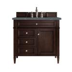 Brittany 36IN Single Vanity Burnished Mahogany w/ 3 CM Parisien Bleu Silestone Top