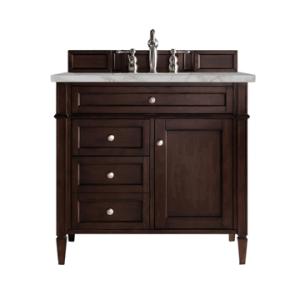 Brittany 36IN Single Vanity Burnished Mahogany w/ 3 CM Victorian Silver Silestone Top