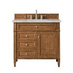 Brittany 36IN Single Vanity Saddle Brown w/ 3 CM Victorian Silver Silestone Top