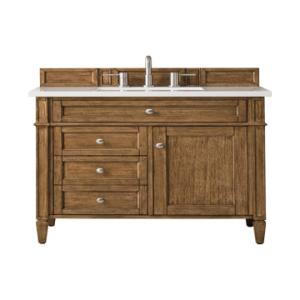 Brittany 36IN Single Vanity Saddle Brown w/ 3 CM White Zeus Silestone Top