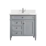 Brittany 36IN Single Vanity Urban Gray w/ Single Hole 3 CM White Zeus Silestone Top & Backsplash