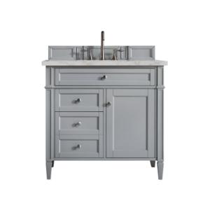 Brittany 36IN Single Vanity Urban Gray w/ 3 CM Victorian Silver Silestone Top