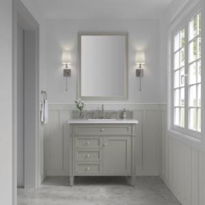 Brittany 36IN Single Vanity Urban Gray w/ 3 CM White Zeus Silestone Top