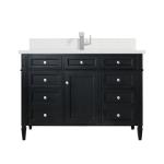 Brittany 48IN Single Vanity Black Onyx w/ Single Hole 3 CM White Zeus Silestone Top & Backsplash