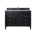 Brittany 48IN Single Vanity Black Onyx w/ 3 CM Victorian Silver Silestone Top