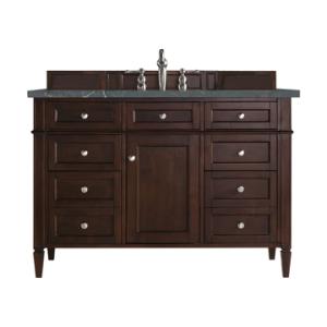 Brittany 48IN Single Vanity Burnished Mahogany w/ 3 CM Parisien Bleu Silestone Top