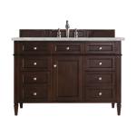 Brittany 48IN Single Vanity Burnished Mahogany w/ 3 CM Victorian Silver Silestone Top
