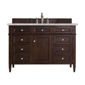 Brittany 48IN Single Vanity Burnished Mahogany w/ 3 CM Victorian Silver Silestone Top