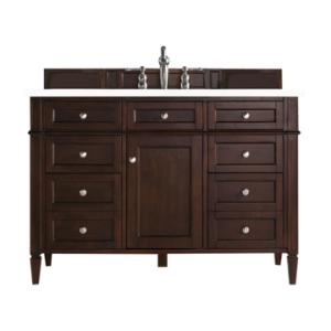 Brittany 48IN Single Vanity Burnished Mahogany w/ 3 CM White Zeus Silestone Top