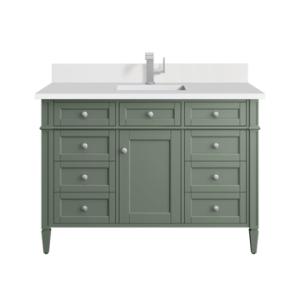 Brittany 48IN Single Vanity Smokey Celadon w/ Single Hole 3 CM White Zeus Top & Backsplash