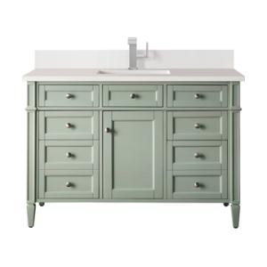 Brittany 48IN Single Vanity Sage Green w/ Single Hole 3 CM White Zeus Silestone Top & Backsplash