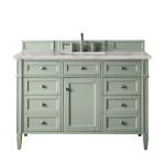 Brittany 48IN Single Vanity Sage Green w/ 3 CM Victorian Silver Silestone Top