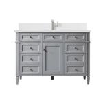 Brittany 48IN Single Vanity Urban Gray w/ Single Hole 3 CM White Zeus Silestone Top & Backsplash