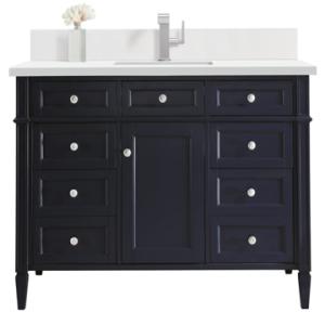 Brittany 48IN Single Vanity Victory Blue w/ Single Hole 3 CM White Zeus Silestone Top & Backsplash