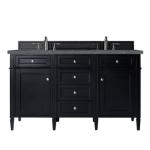 Brittany 60IN Double Vanity Black Onyx w/ 3 CM Parisien Bleu Silestone Top