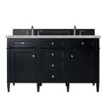 Brittany 60IN Double Vanity Black Onyx w/ 3 CM Victorian Silver Silestone Top