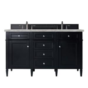 Brittany 60IN Double Vanity Black Onyx w/ 3 CM Victorian Silver Silestone Top
