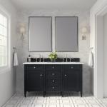Brittany 60IN Double Vanity Black Onyx w/ 3 CM White Zeus Silestone Top