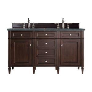 Brittany 60IN Double Vanity Burnished Mahogany w/ 3 CM Parisien Bleu Silestone Top
