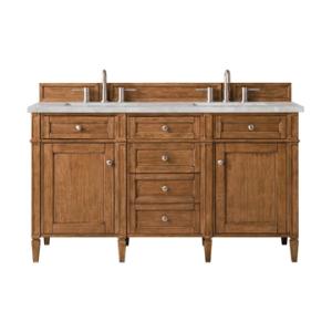 Brittany 60IN Double Vanity Saddle Brown w/ 3 CM Victorian Silver Silestone Top