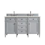 Brittany 60IN Double Vanity Urban Gray w/ 3 CM Lime Delight Silestone Top