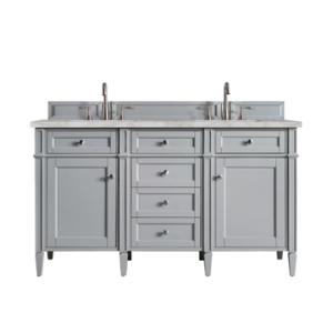Brittany 60IN Double Vanity Urban Gray w/ 3 CM Victorian Silver Silestone Top