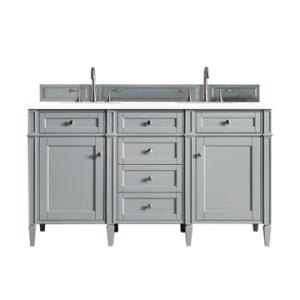 Brittany 60IN Double Vanity Urban Gray w/ 3 CM White Zeus Silestone Top