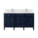 Brittany 60IN Double Vanity Victory Blue w/ Single Hole 3 CM White Zeus Silestone Top & Backsplash
