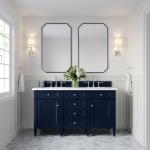Brittany 60IN Double Vanity Victory Blue w/ 3 CM White Zeus Silestone Top